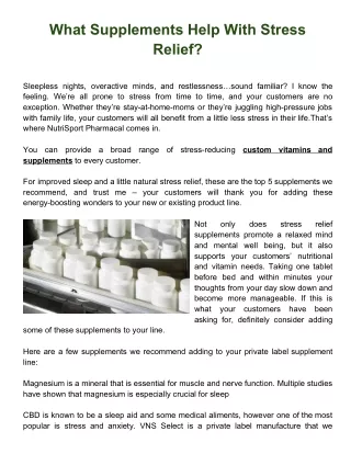 what supplements help with stress relief