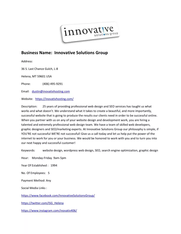 business name innovative solutions group