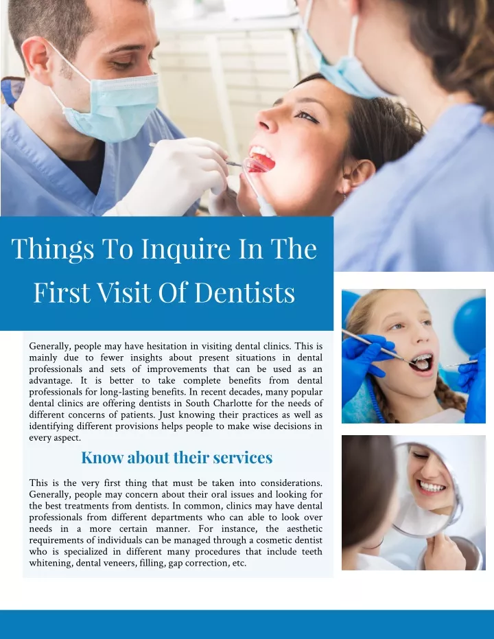 things to inquire in the first visit of dentists
