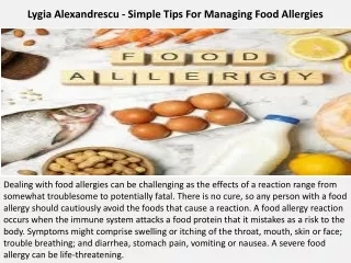Lygia Alexandrescu - Simple Tips For Managing Food Allergies
