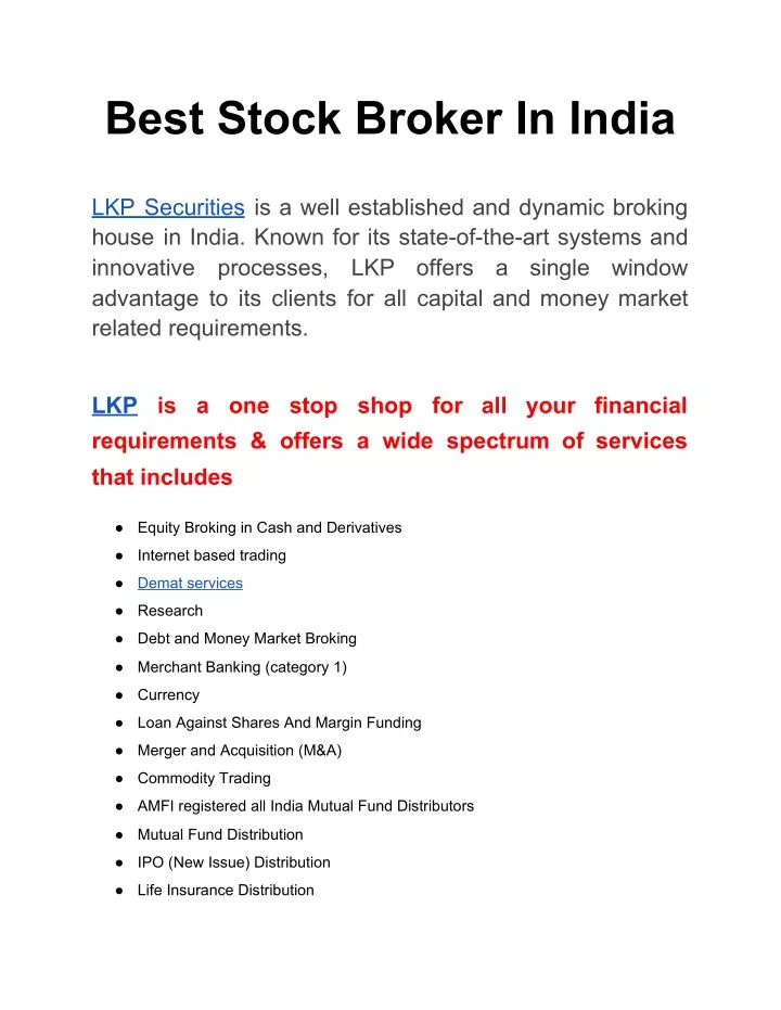 best stock broker in india lkp securities