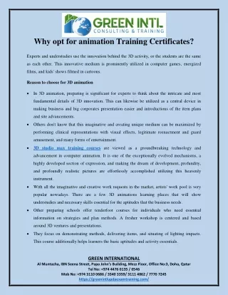 Why opt for animation Training Certificates?