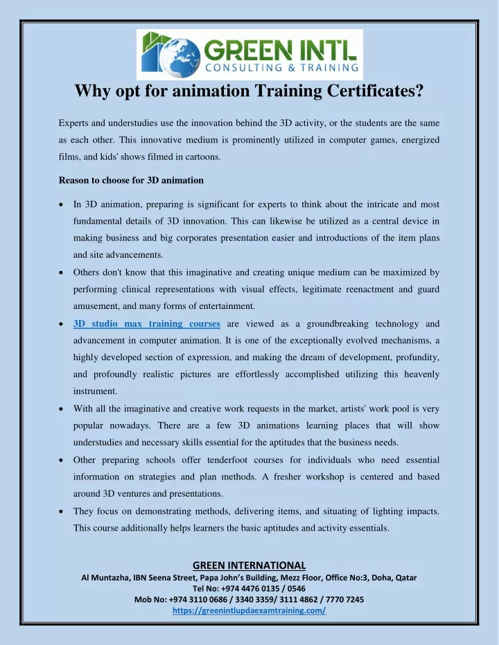 why opt for animation training certificates