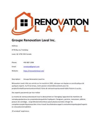 Groupe Renovation Laval Inc.