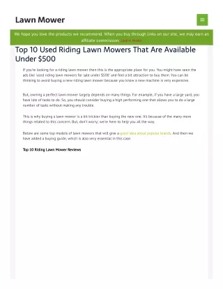 Top 10 Used Riding Lawn Mowers That Are Available Under $500