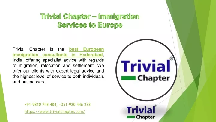 trivial chapter immigration services to europe