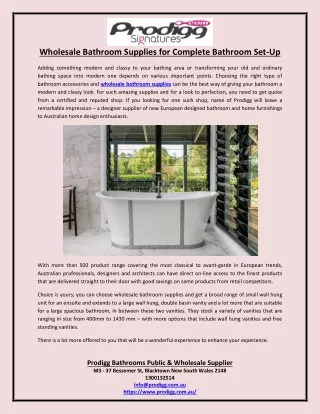 Wholesale Bathroom Supplies for Complete Bathroom Set-Up