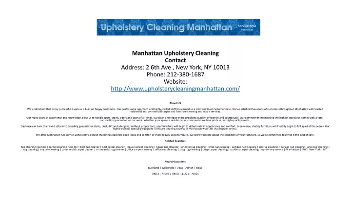 manhattan upholstery cleaning contact address