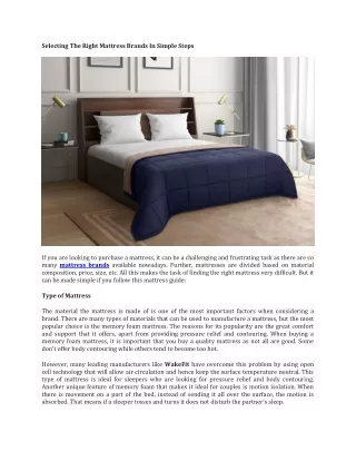 selecting the right mattress brands in simple