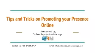 tips and tricks on promoting your presence online