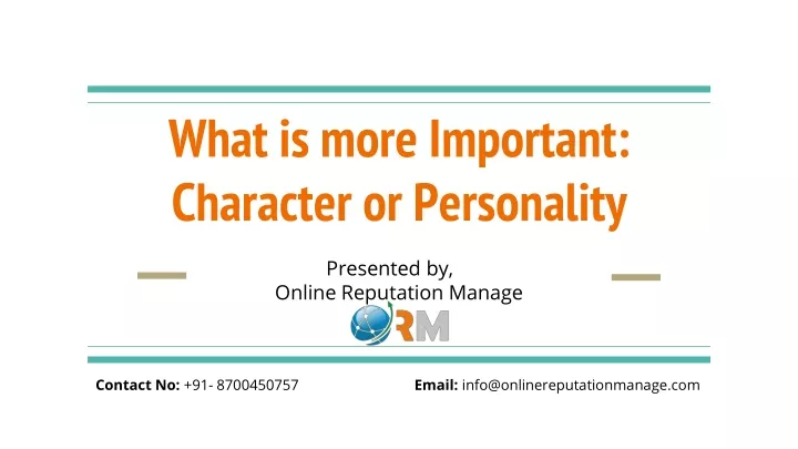 what is more important character or personality