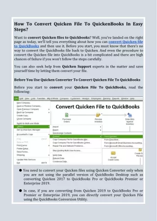How To Convert Quicken File To QuickenBooks In Easy Steps?