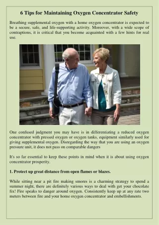 6 tips for maintaining oxygen concentrator safety