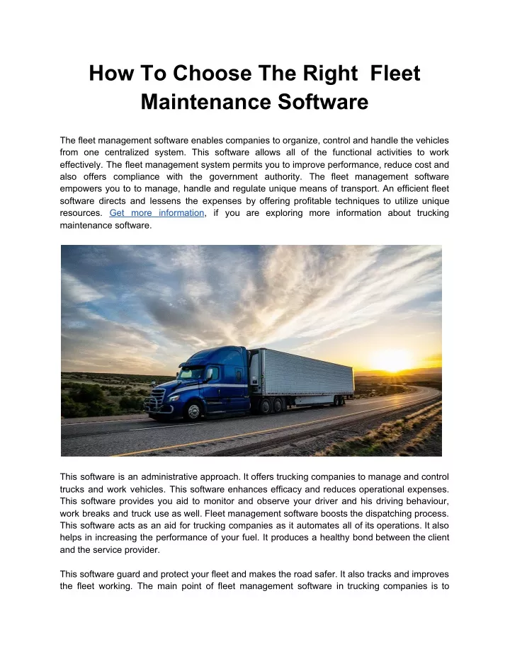 how to choose the right fleet maintenance software