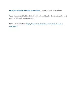 experienced full stack node js developer best