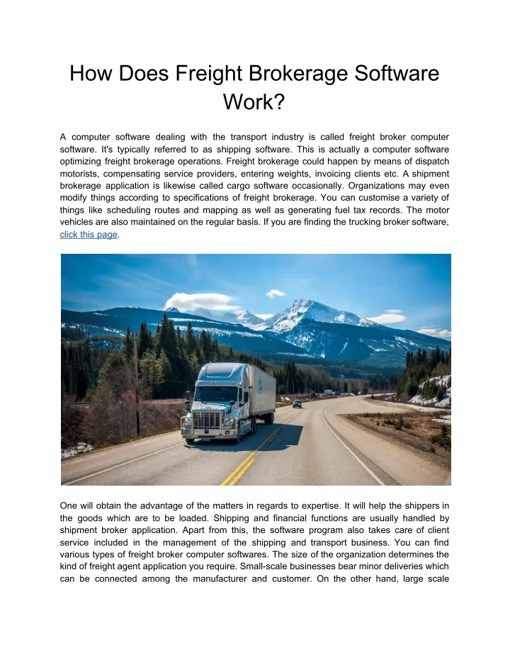 how does freight brokerage software work