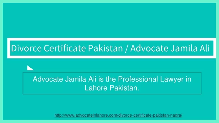 divorce certificate pakistan advocate jamila ali