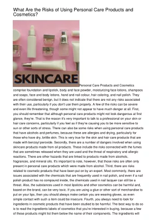 What Are the Risks of Using Personal Care Products and Cosmetics?