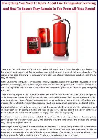 Everything You Need To Know About Fire Extinguisher Servicing