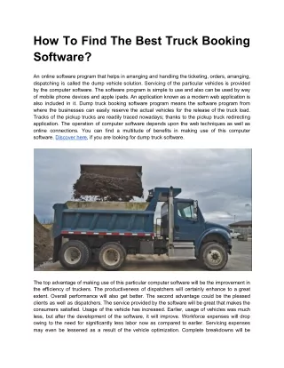 How To Find The Best Truck Booking Software?