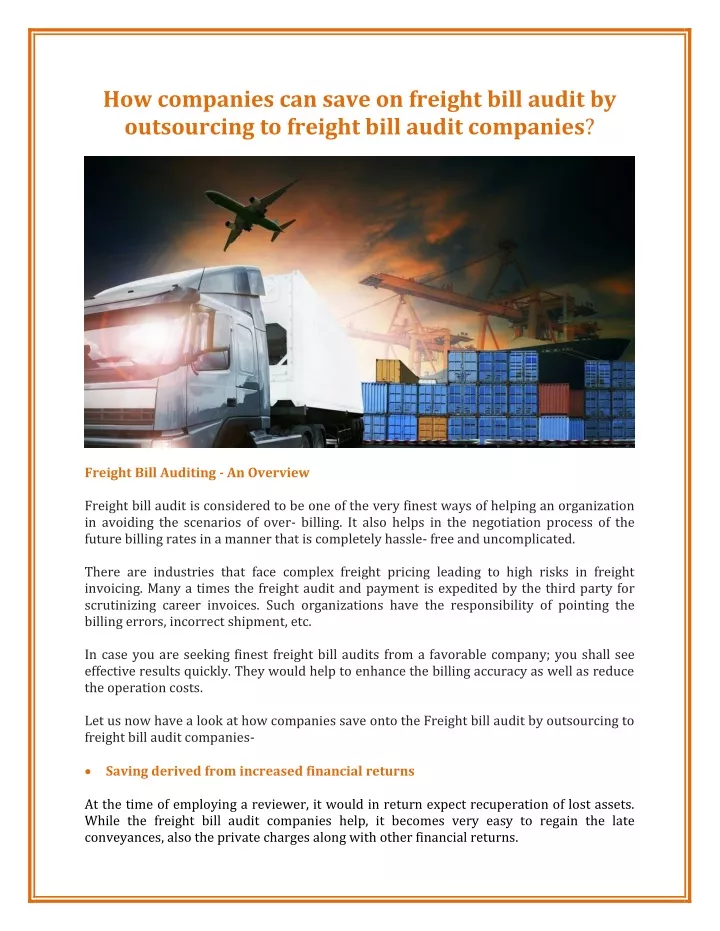 how companies can save on freight bill audit