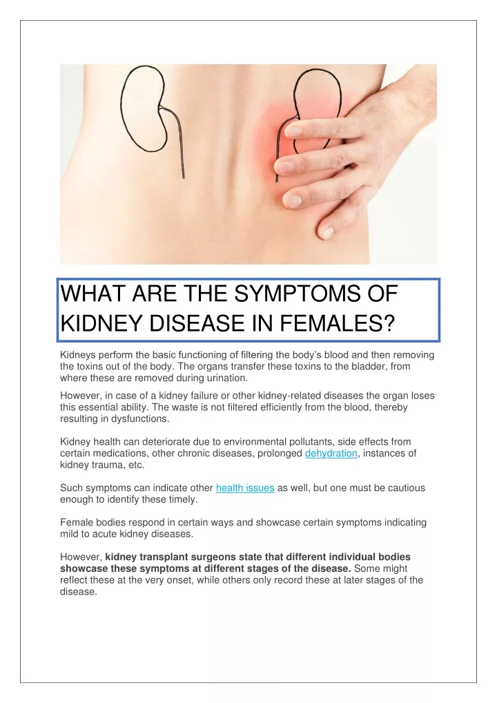 what are the symptoms of kidney disease in females