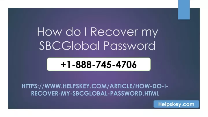 how do i recover my sbcglobal password