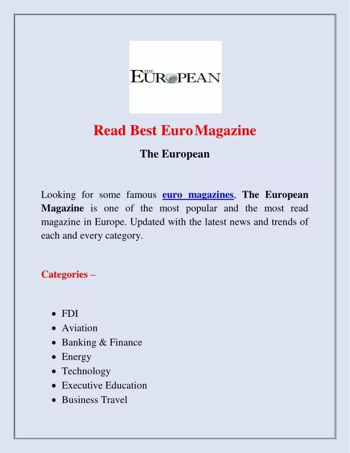 read best euro magazine