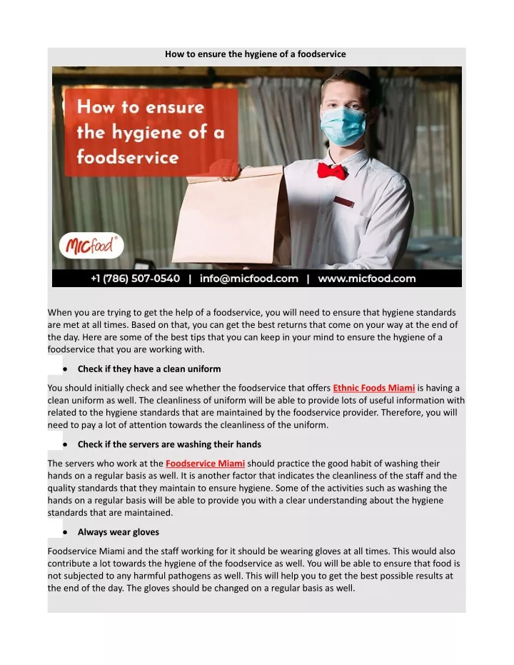 how to ensure the hygiene of a foodservice