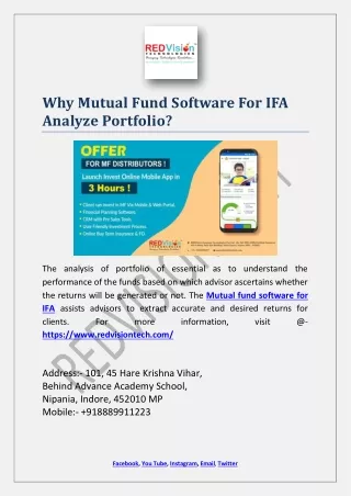why mutual fund software for ifa analyze portfolio