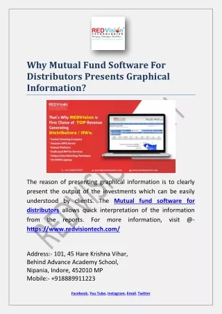 why mutual fund software for distributors