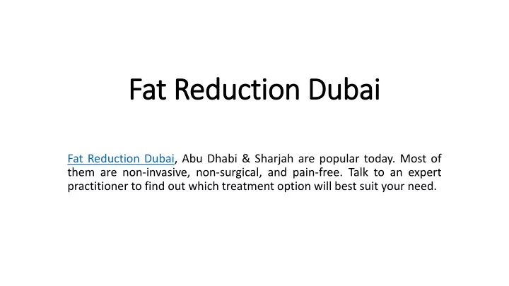 fat reduction dubai