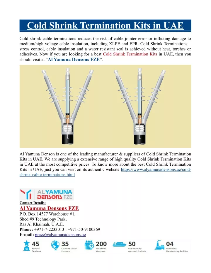 cold shrink termination kits in uae