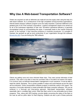 Why Use A Web-based Transportation Software?