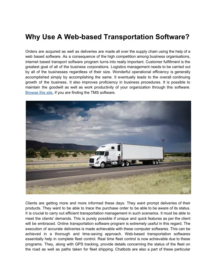 why use a web based transportation software