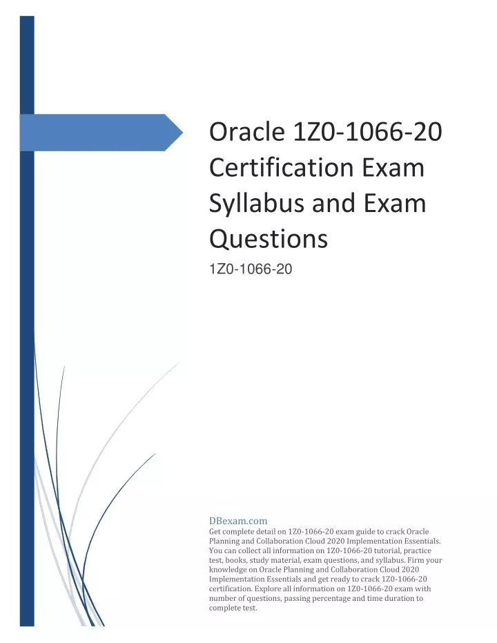 oracle 1z0 1066 20 certification exam syllabus