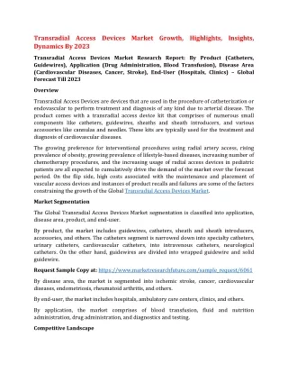 transradial access devices market growth