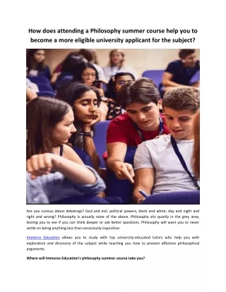 how does attending a philosophy summer course