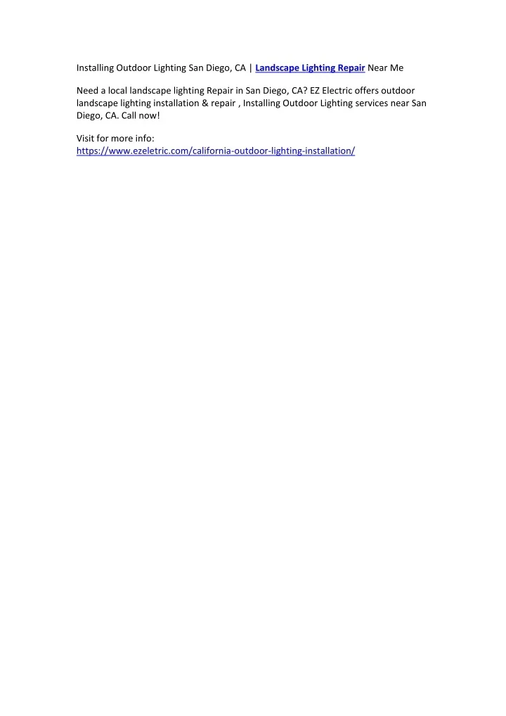 PPT Installing Outdoor Lighting San Diego, CA Landscape Lighting