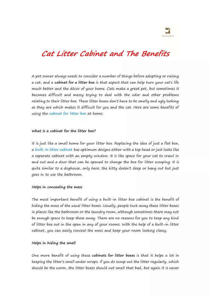 cat litter cabinet and the benefits