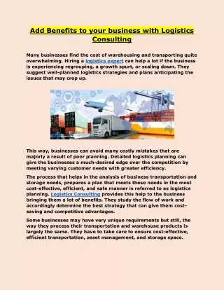 add benefits to your business with logistics
