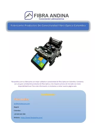 Fabricante Productos De Conectividad Fibra Óptica Colombia