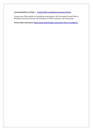convert wordpress to html