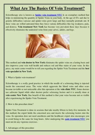 what are the basics of vein treatment