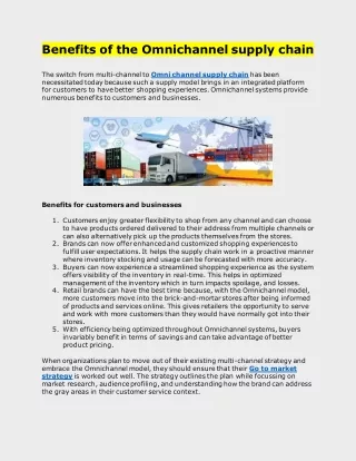 benefits of the omnichannel supply chain