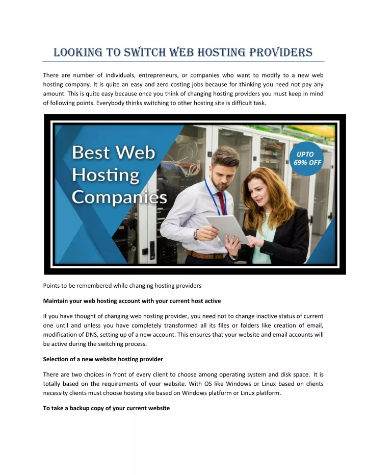 looking to switch web hosting providers