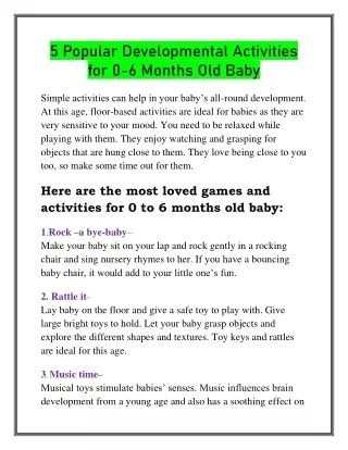 Activities for 5 Month Old