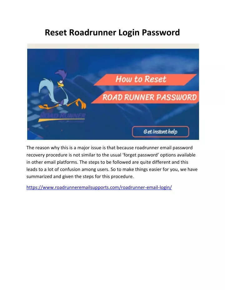 reset roadrunner login password