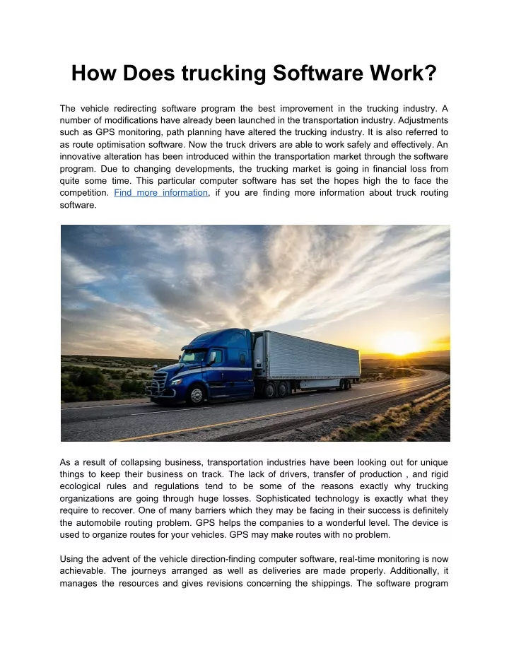 how does trucking software work
