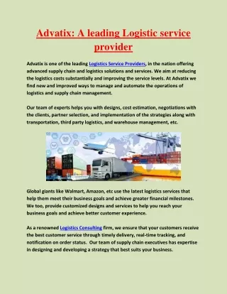 advatix a leading logistic service provider